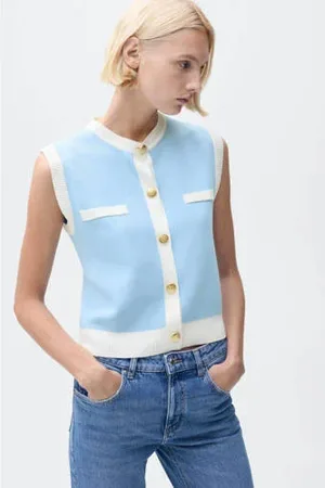 MANGO Gilet lichtblauw