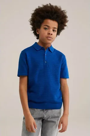 WE Fashion Blue Ridge gebreide polo blauw