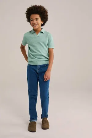 WE Fashion Blue Ridge gebreide polo mintgroen
