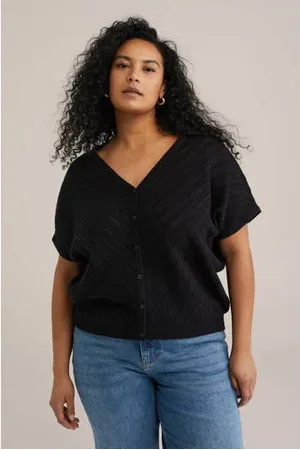 WE Fashion Curve vest fijn gebreid