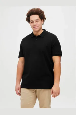 JACK & JONES Regular polo met ingebreid patroon zwart