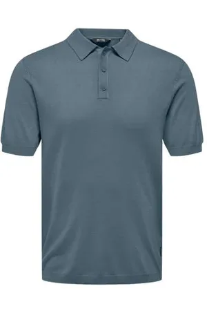 Only & Sons Regular polo gebreid grijsblauw