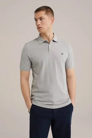WE Fashion Slim fit polo grijs