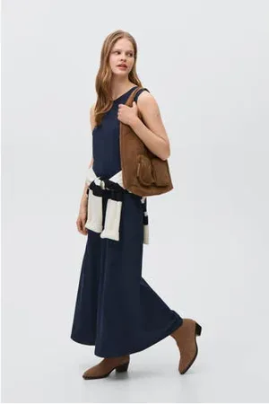 MANGO Maxi jurk donkerblauw