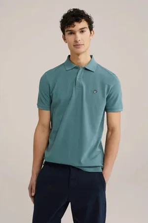 WE Fashion Slim fit polo blauw