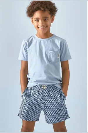Little Label Shortama met all over print van katoen