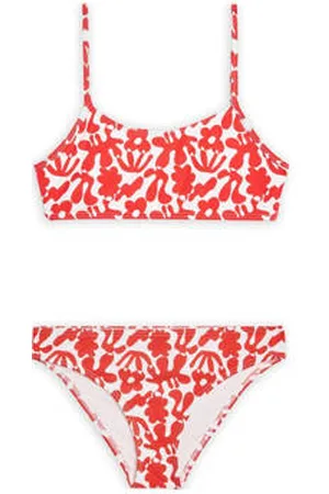 America today Crop bikini met koraalprint rood