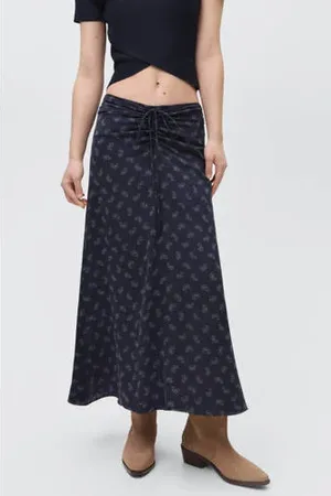 MANGO Maxi rok donkerblauw