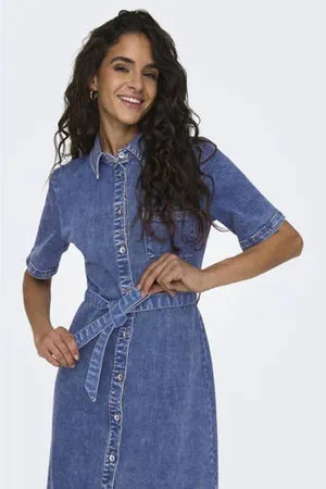 ONLY Spijker blousejurk ONLLANA met ceintuur