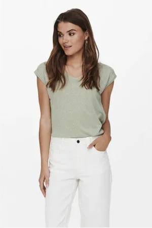 ONLY Top met lurex lichtgroen