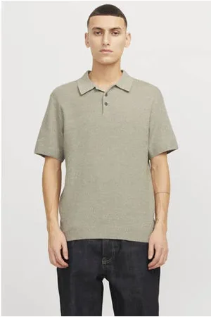 JACK & JONES PREMIUM regular polo gebreid grijsgroen