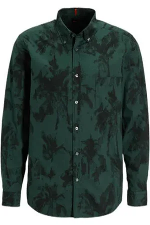 HUGO BOSS Casual overhemd donkergroen