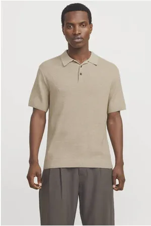 JACK & JONES PREMIUM regular polo gebreid beige