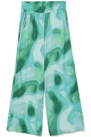 VERO MODA Wide leg high waist broek blauw
