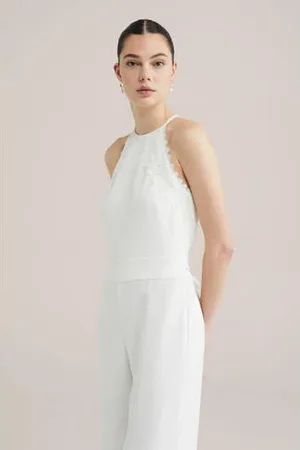 WE Fashion Rechtvallend jumpsuit wit