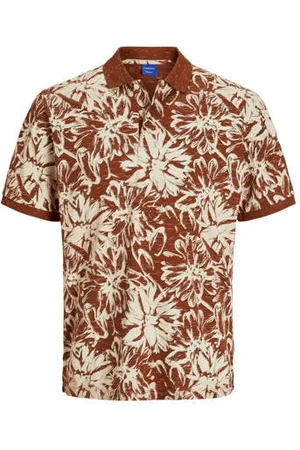 JACK & JONES Regular polo met textuur roodbruin