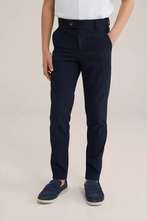 WE Fashion Slim pantalon donkerblauw