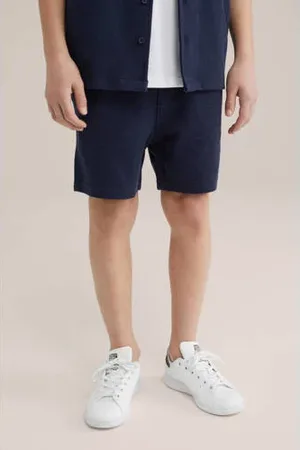 WE Fashion Blue Ridge slim sweatshort donkerblauw