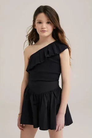 WE Fashion One shoulder top zwart