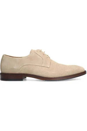 Manfield Suède veterschoenen beige