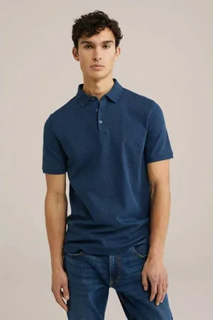 WE Fashion Slim polo donkerblauw