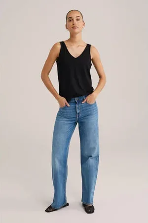 WE Fashion Top zwart fijn gebreid