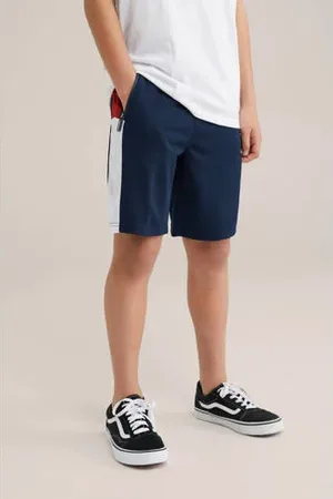 WE Fashion Bad Boys slim sweatshort donkerblauw