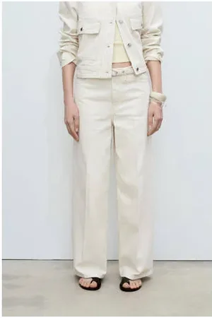 MANGO Wide leg jeans ecru
