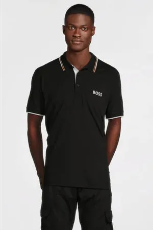 HUGO BOSS Slim fit polo Paddy Pro met contrastbies black