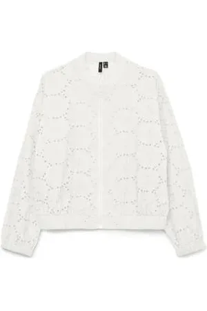 VERO MODA Bomberjack broderie wit