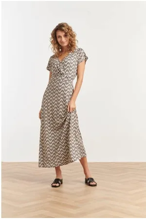 Smashed Lemon Maxi jurk crème