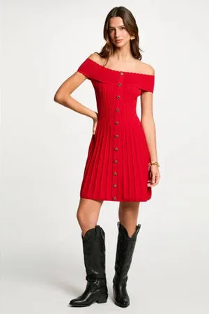 Morgan Off shoulder jurk fijn gebreid