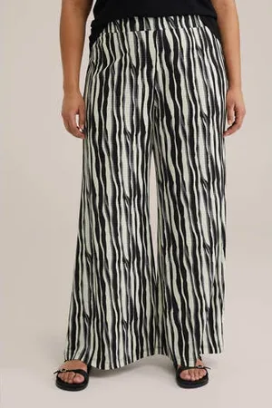 WE Fashion Curve wide leg high waist broek zwart
