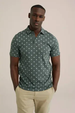 WE Fashion Slim polo donkergroen