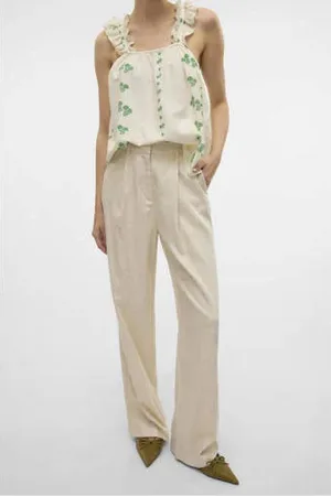VERO MODA Wide leg high waist casual broek