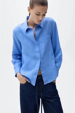 MANGO Blouse blauw