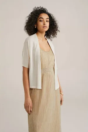 WE Fashion Gebreid vest crème met lurex