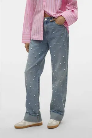 VERO MODA Jeans met parels