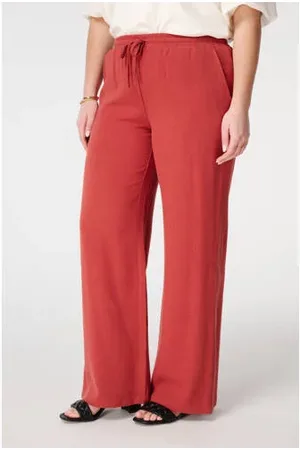 MS Mode Wide leg regular waist casual broek rood