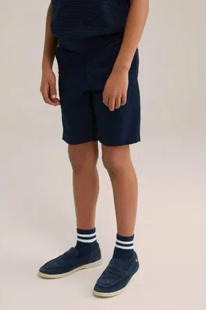 WE Fashion Blue Ridge slim chino short donkerblauw