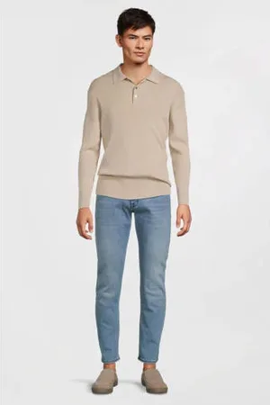 Profuomo Regular polo gebreid beige