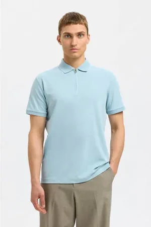 SELECTED Regular polo lichtblauw