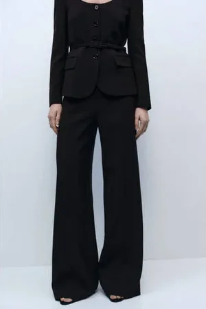 MANGO Wide leg regular waist broek