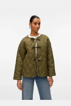 VERO MODA Zomerjas quilted donkergroen