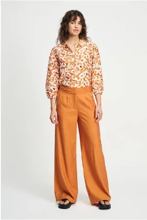 POM Amsterdam Wide leg high waist pantalon bruin