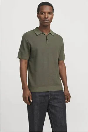 JACK & JONES PREMIUM regular polo gebreid olijfgroen