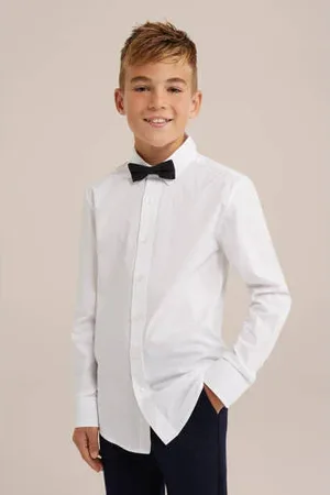 WE Fashion Overhemd + vlinderstrikje wit