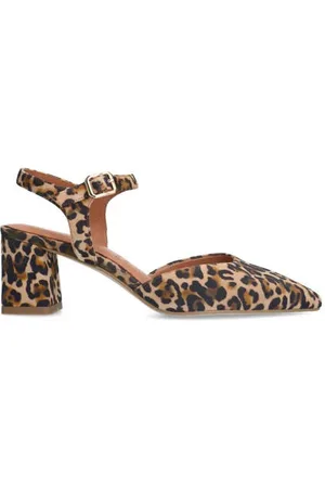 No Stress Suède pumps met panterprint /zwart