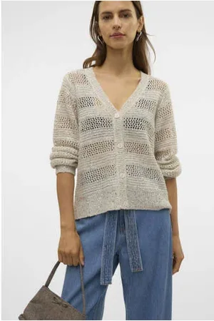 VERO MODA Vest ecru fijn gebreid