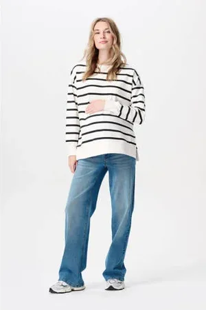 Noppies Maternity high waist zwangerschapskleding wide leg jeans blauw